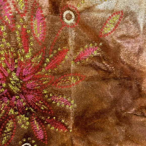 Y2K Bohemian Blouse Size Small Libra Bright Orange Brown Floral  90’s Embroidery - Picture 8 of 12